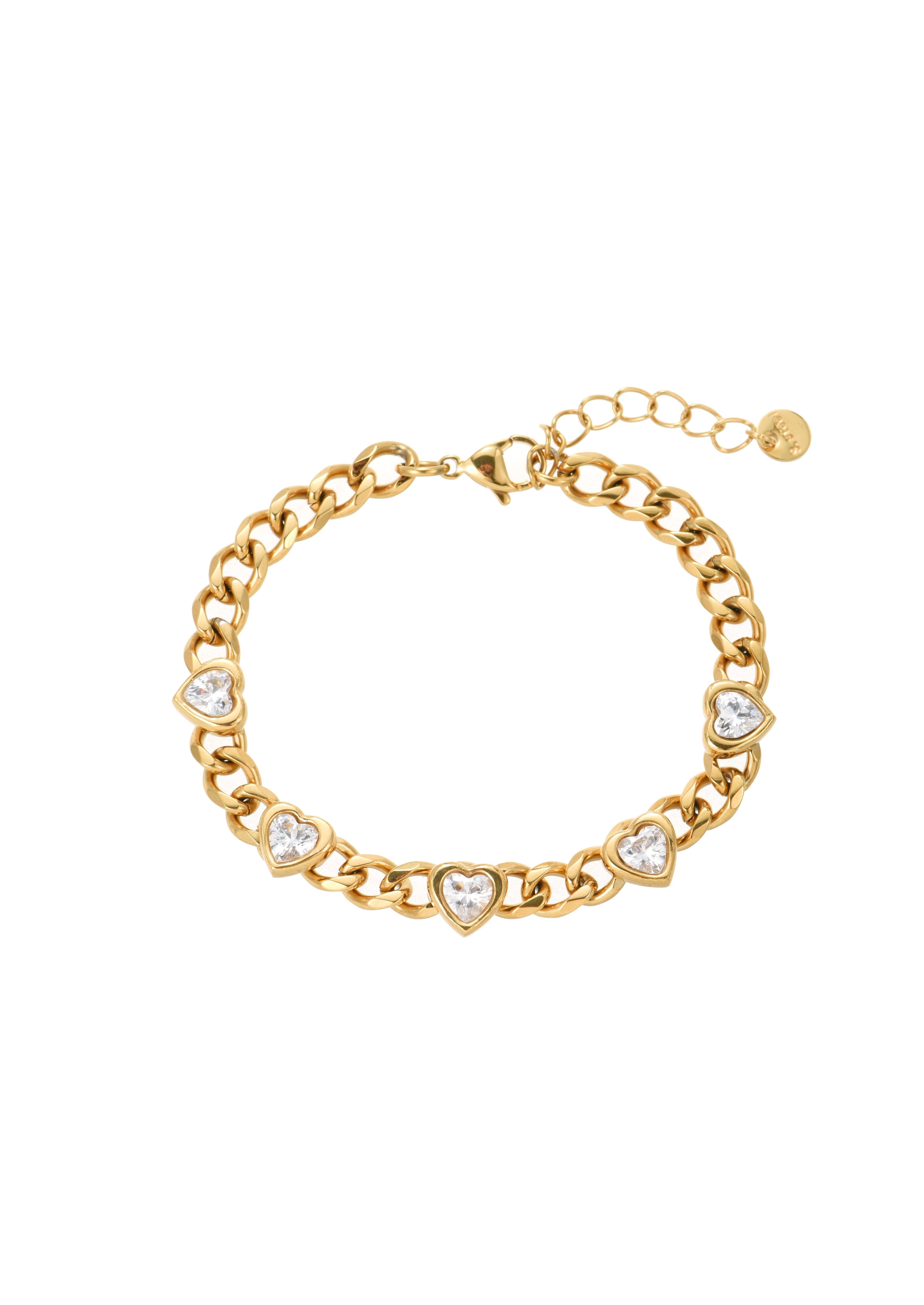 Sabino Glittering Love Golden Chain Bracelet