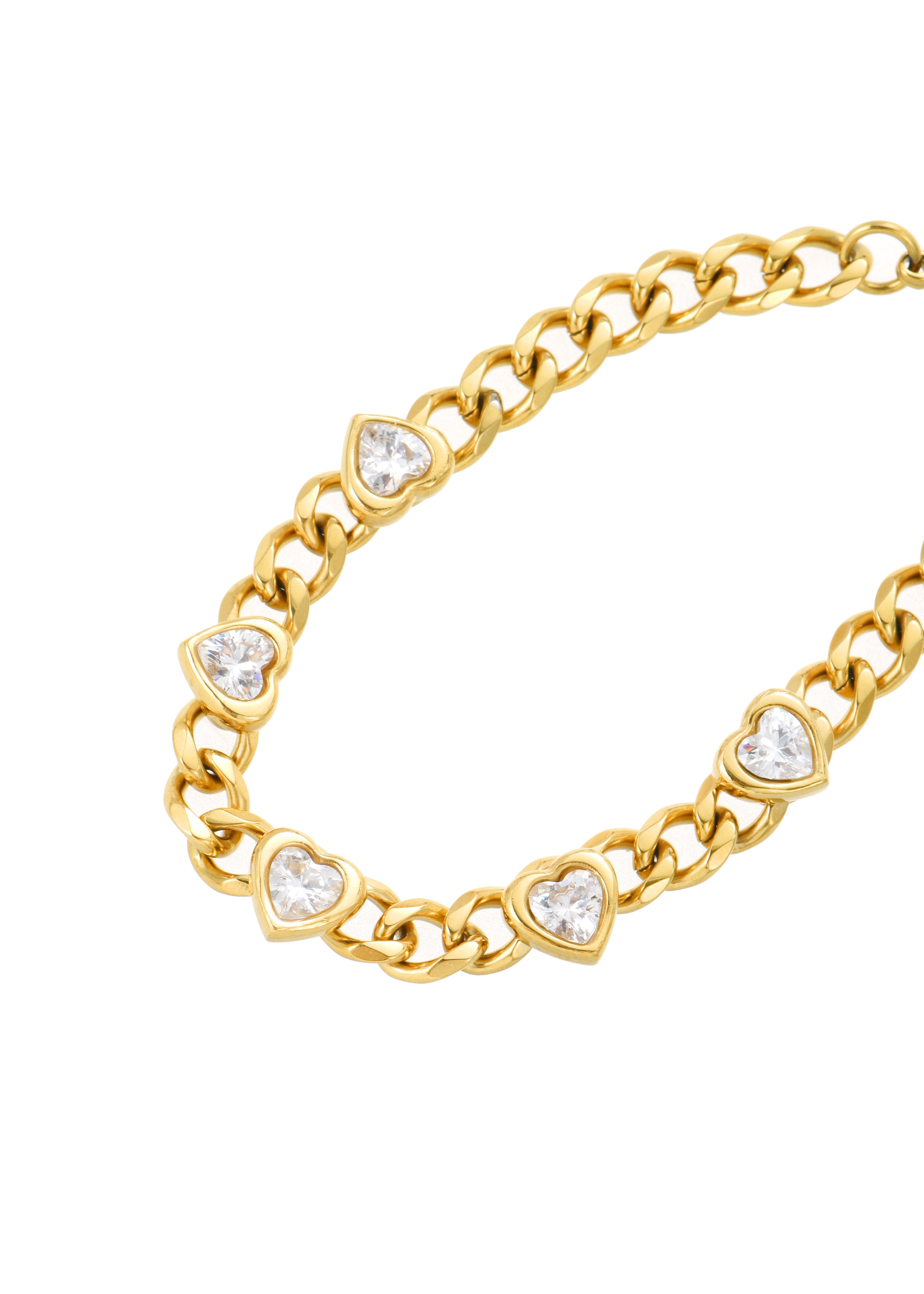 Sabino Glittering Love Golden Chain Bracelet