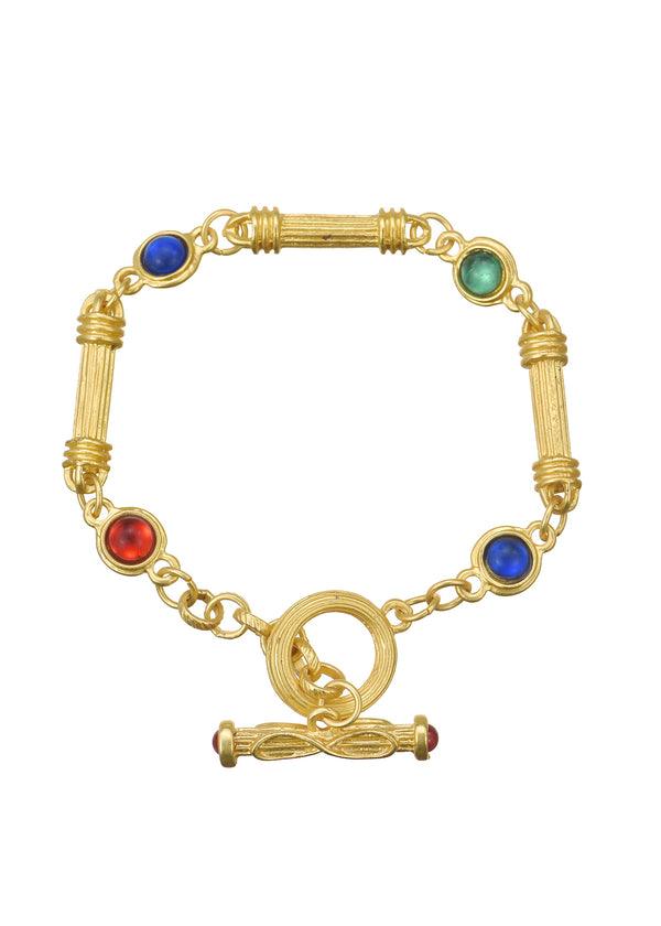Doris Colored Stone Vintage Golden Bracelet