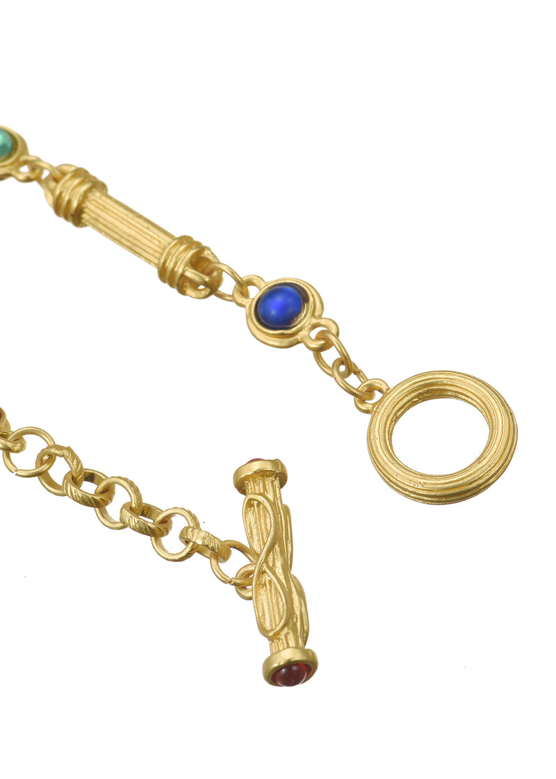 Doris Colored Stone Vintage Golden Bracelet