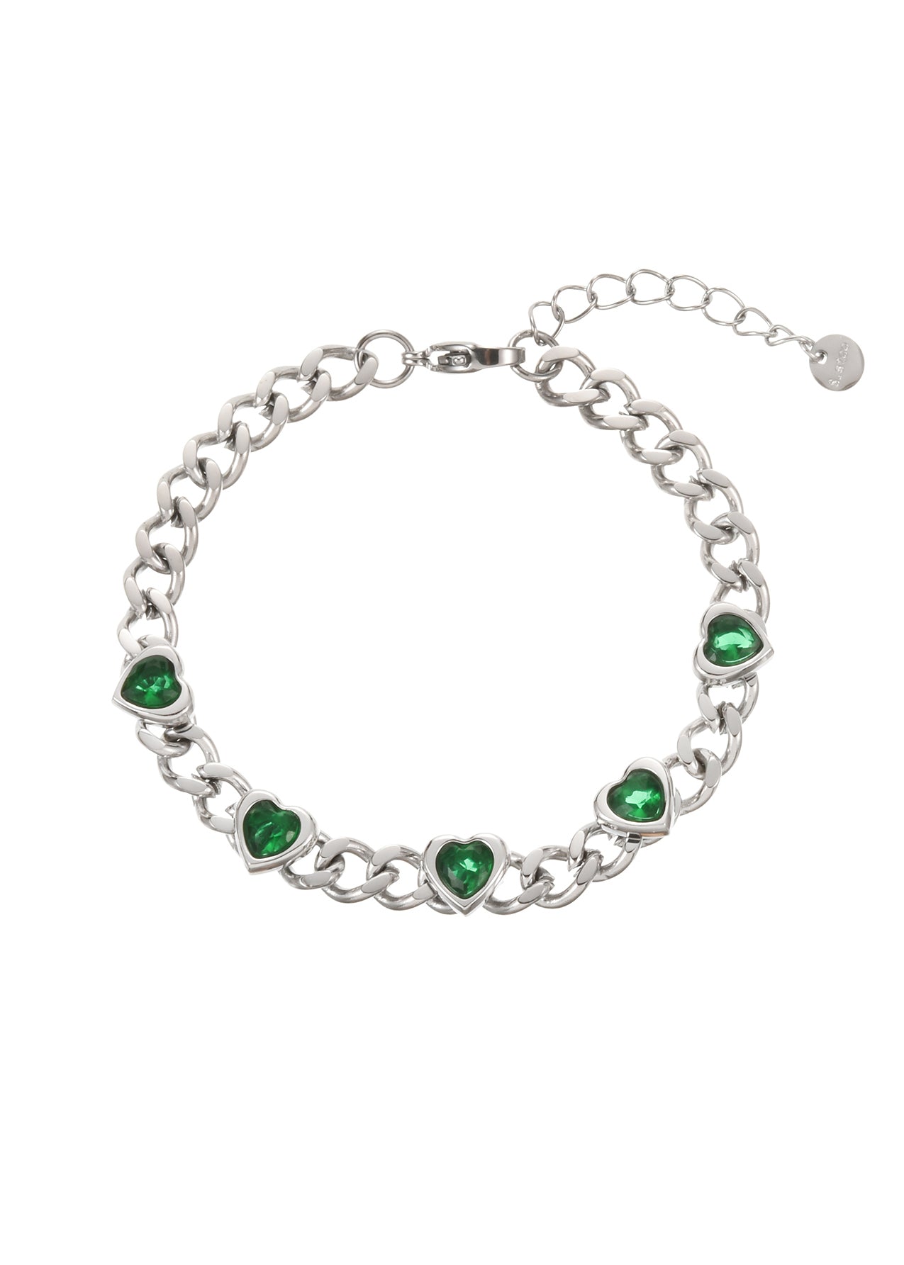 Sabino Green Love Silver Chain Bracelet