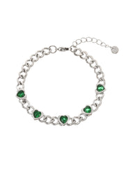 Sabino Green Love Silver Chain Bracelet