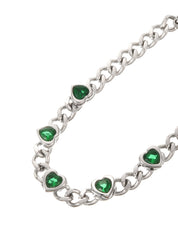 Sabino Green Love Silver Chain Bracelet