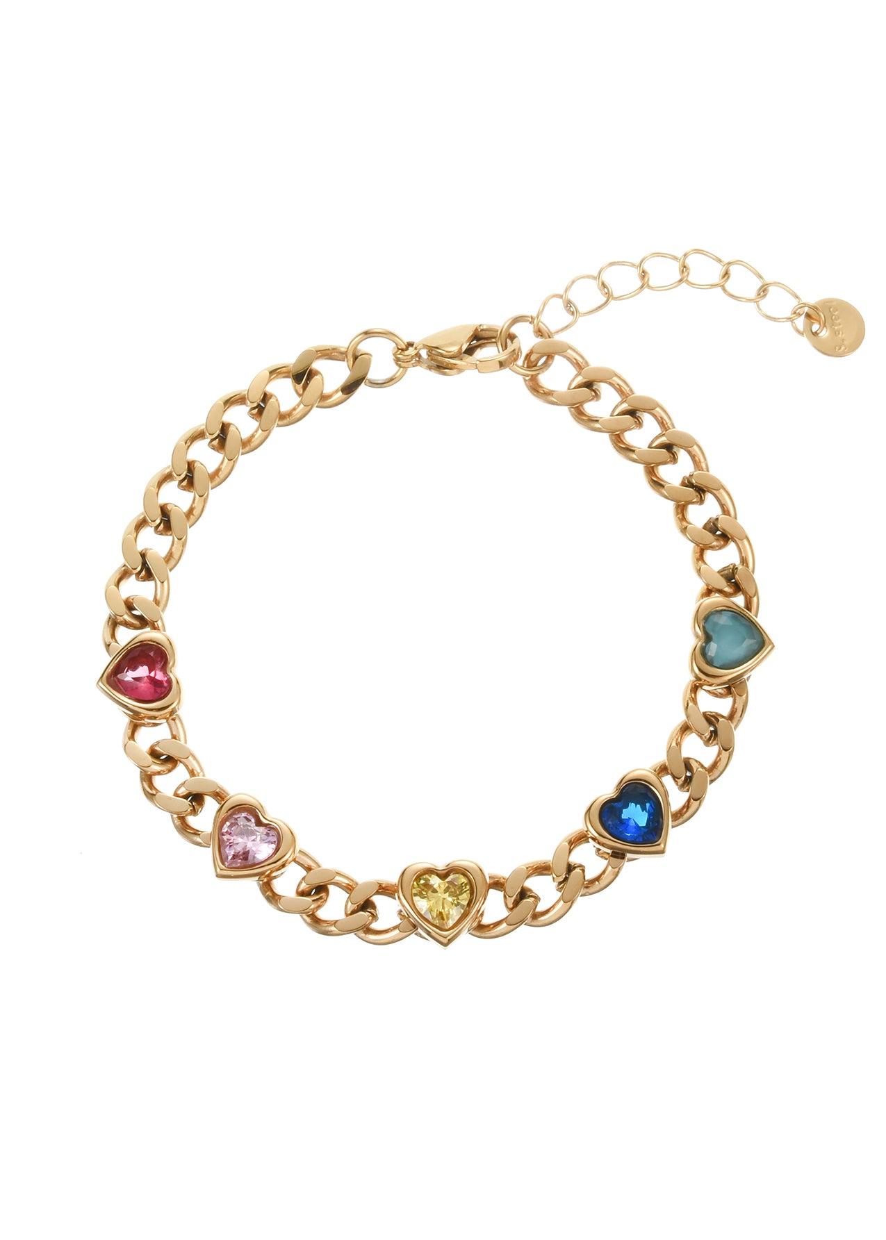 Sabino Colorful Love Golden Chain Bracelet