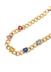 Sabino Colorful Love Golden Chain Bracelet