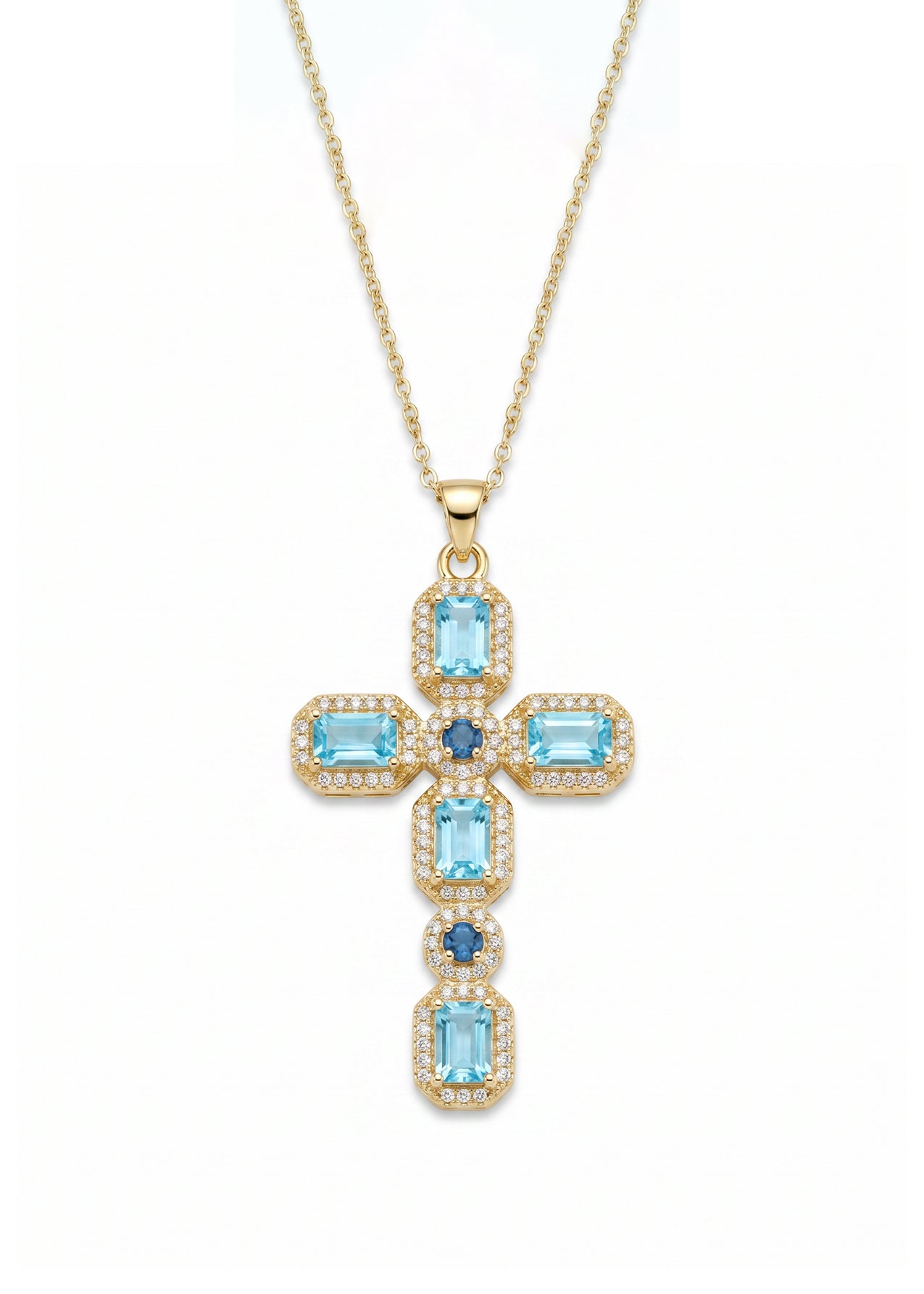 Scarlett Blue Golden Cross Necklace