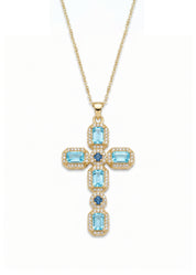 Scarlett Blue Golden Cross Necklace