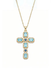 Scarlett Blue Golden Cross Necklace