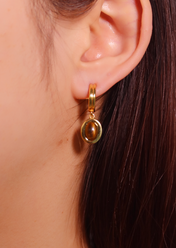 Boucles d'oreilles Anika en pierre marron