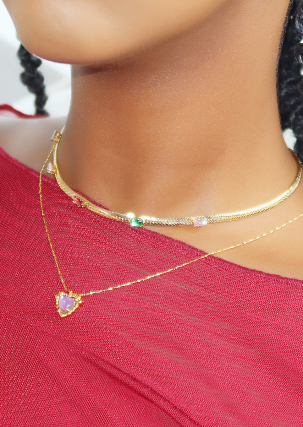 Carly Rosy Heart Love Necklace