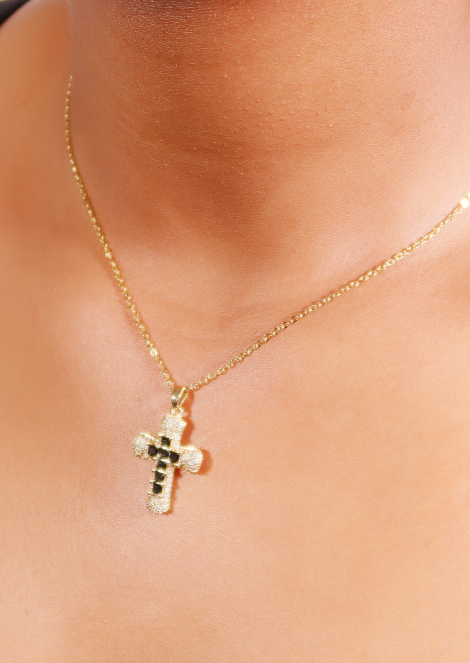 Fabrice Black Cross Necklace