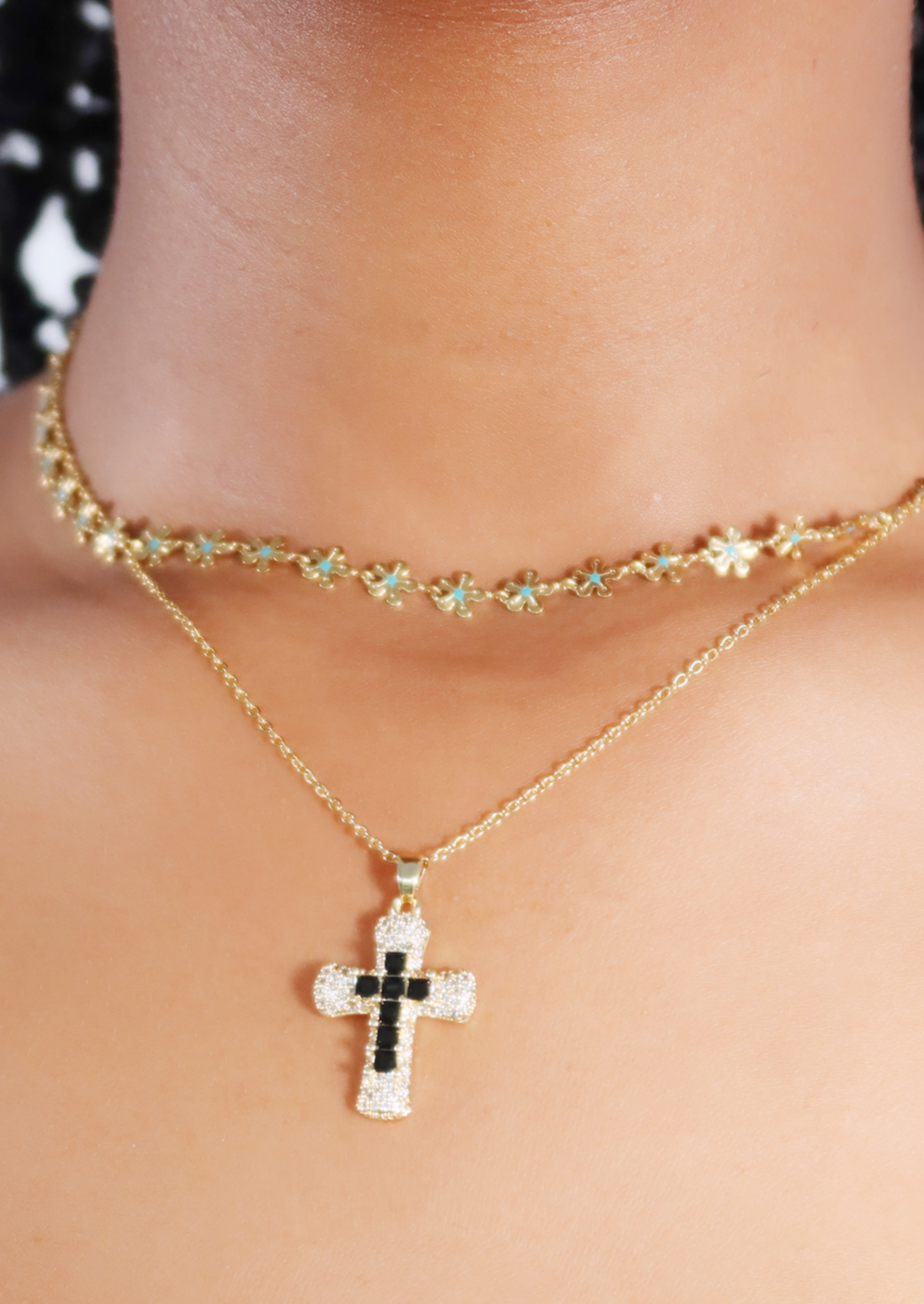 Fabrice Black Cross Necklace