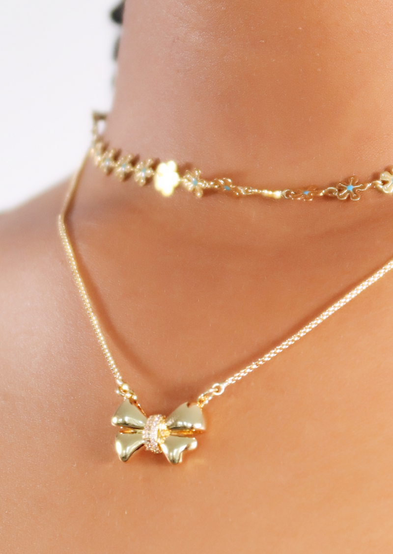 Emilien Bow Golden Necklace