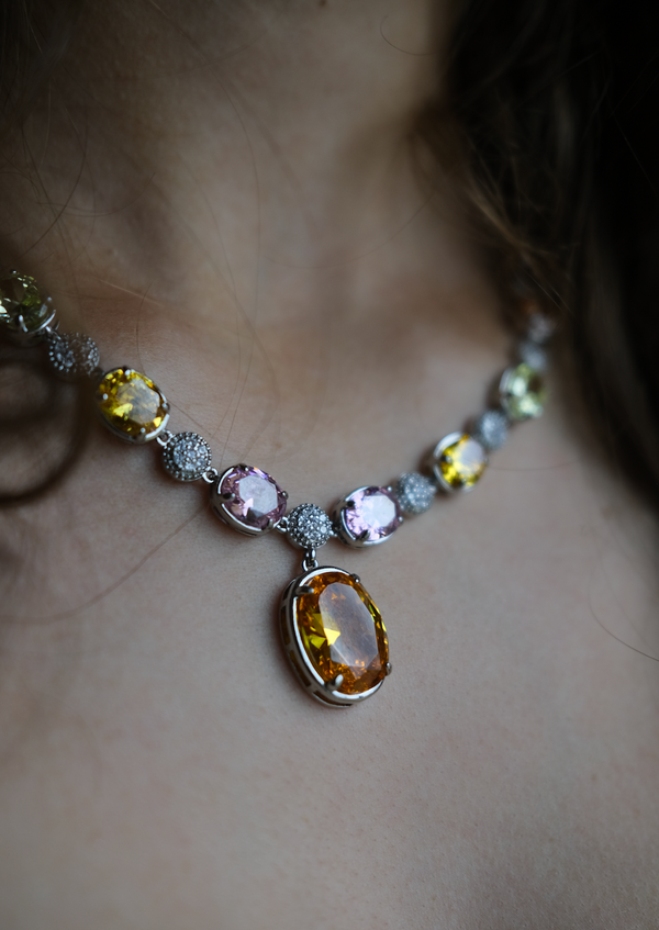 Marta Yellow Pink Diamond Necklace