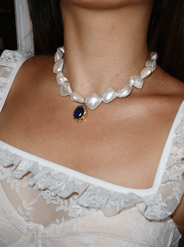 Collar de Perlas Barrocas Mito Azul