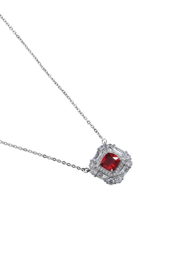 Amy Red Square Glittering Necklace