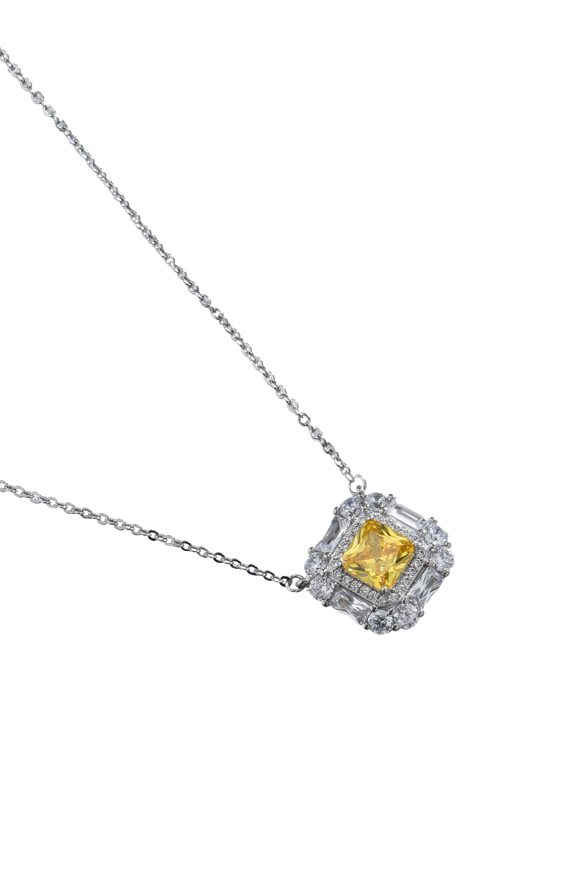 Amy Champagne Square Glittering Necklace