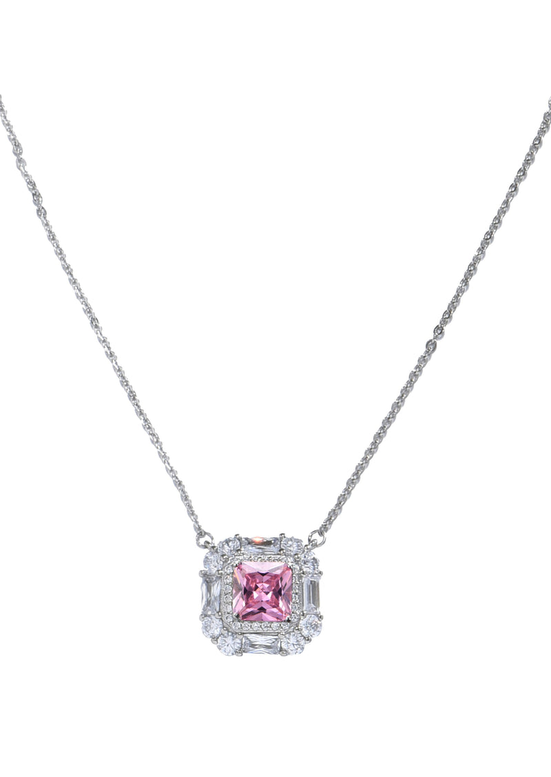 Amy Pink Square Glittering Necklace
