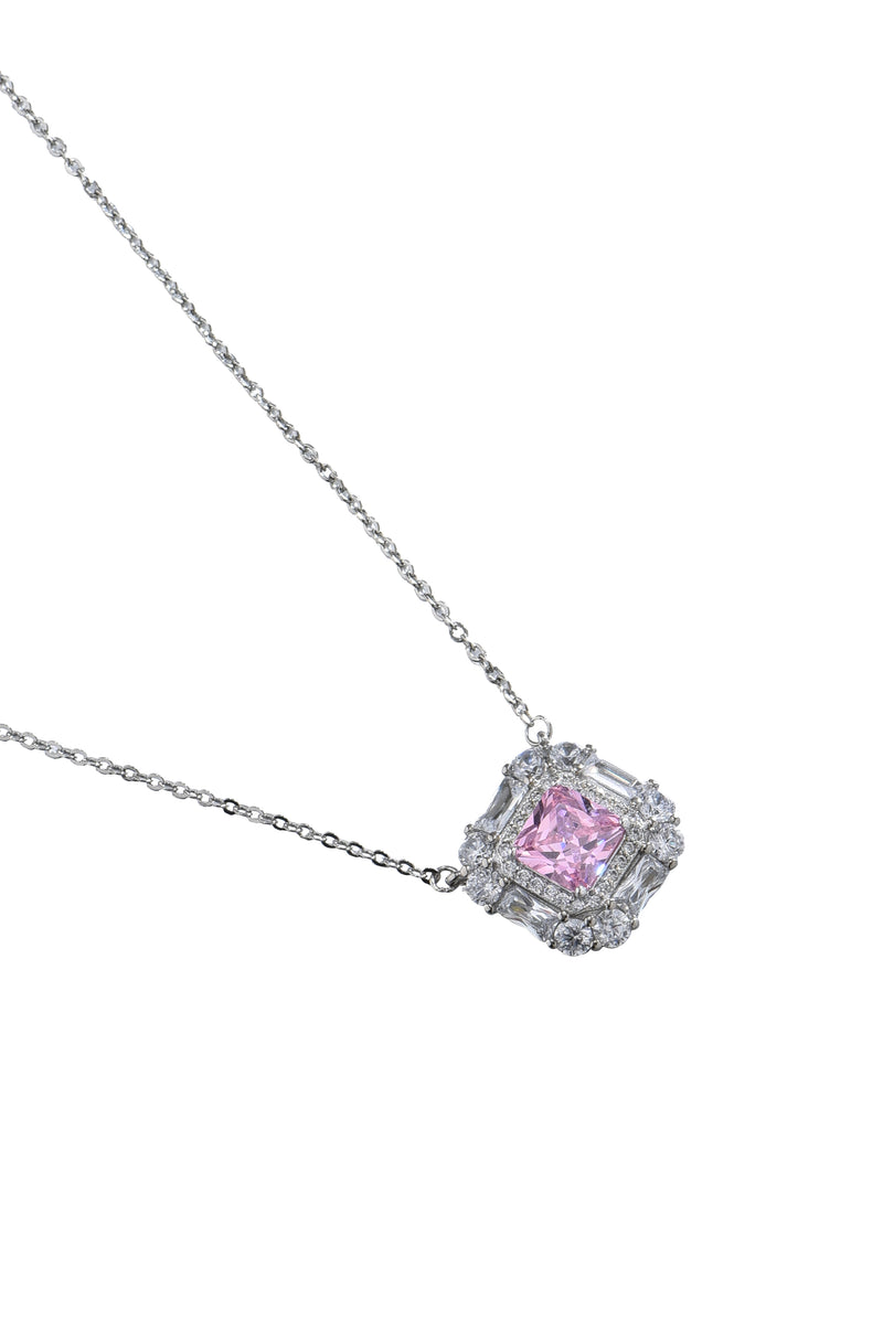 Amy Pink Square Glittering Necklace