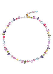 Kylie Colorful Crystals Silver Necklace