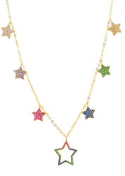 Foufou Rainbow Stars Golden Necklace