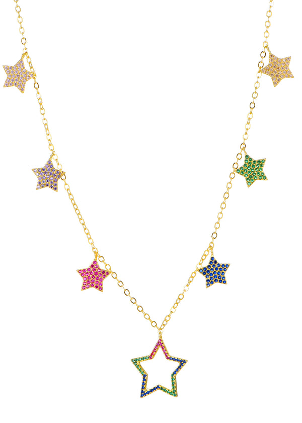 Foufou Rainbow Stars Golden Necklace
