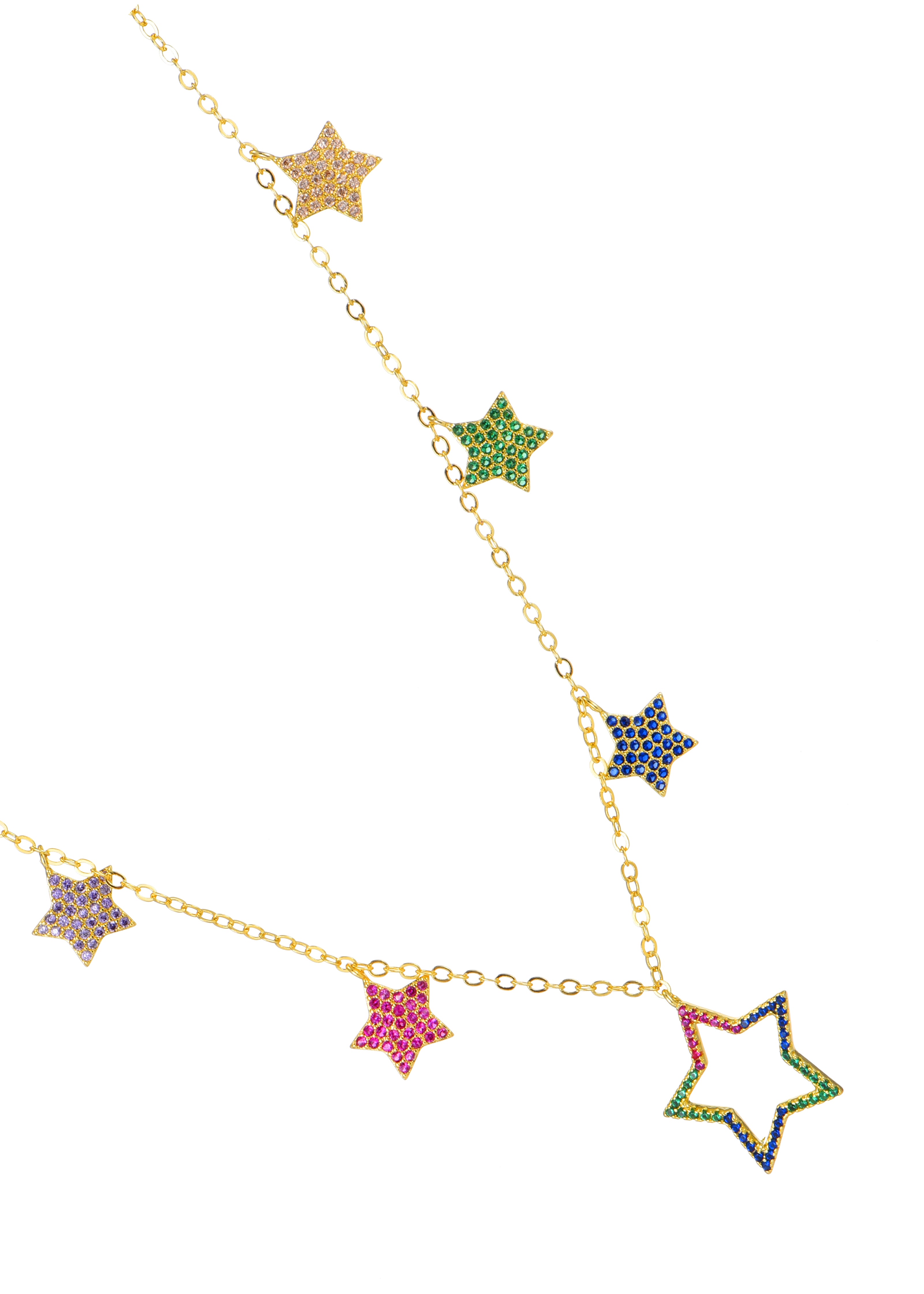 Foufou Rainbow Stars Golden Necklace