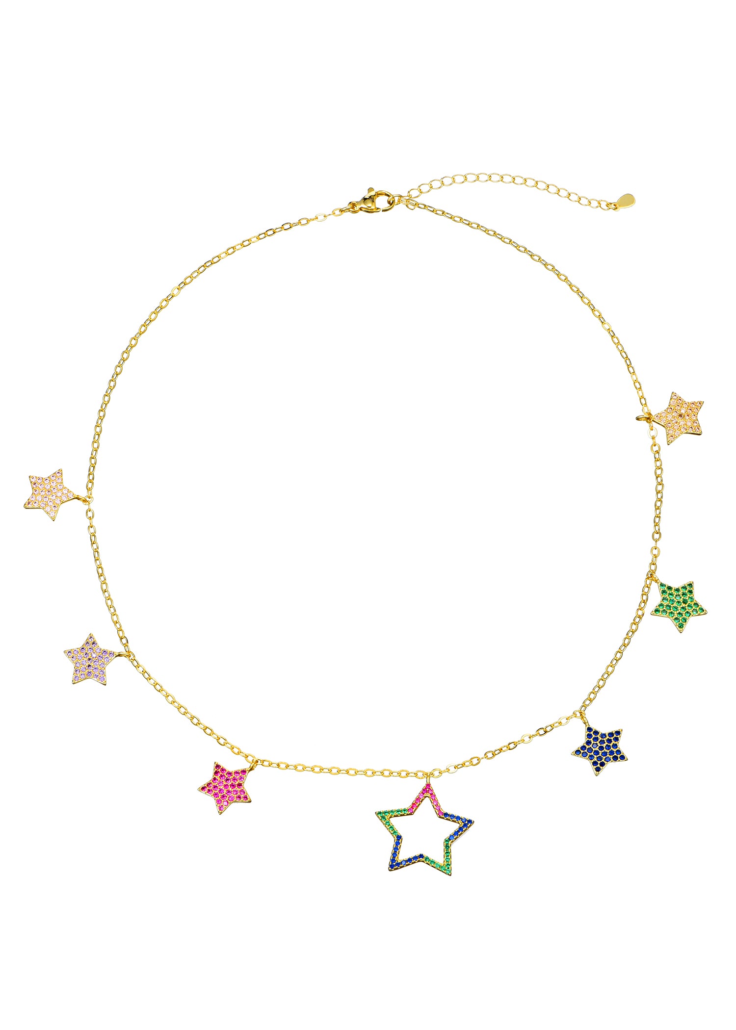 Foufou Rainbow Stars Golden Necklace