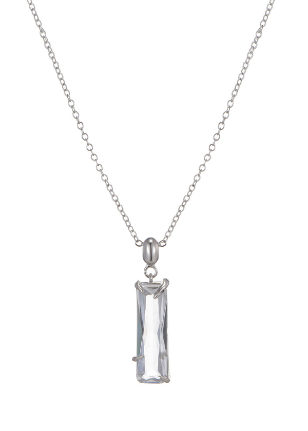 Taki Crystal Stone Silver Necklace