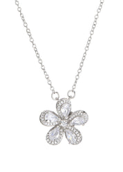 Sakura Cherry Bloom Glittering Silver Necklace