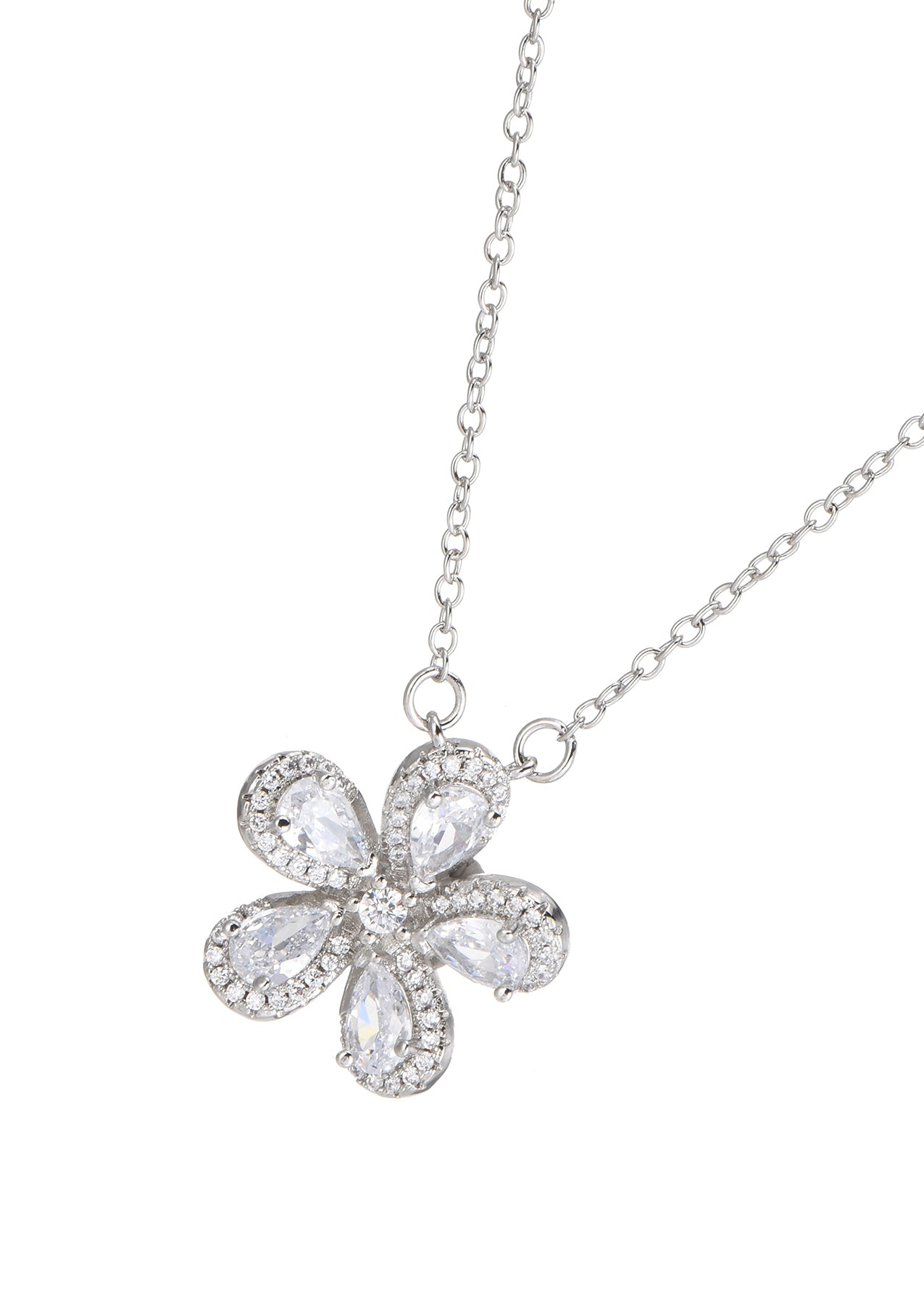 Sakura Cherry Bloom Glittering Silver Necklace