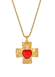 Bryce Red Heart Love Cross Necklace