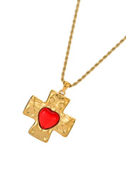 Bryce Red Heart Love Cross Necklace