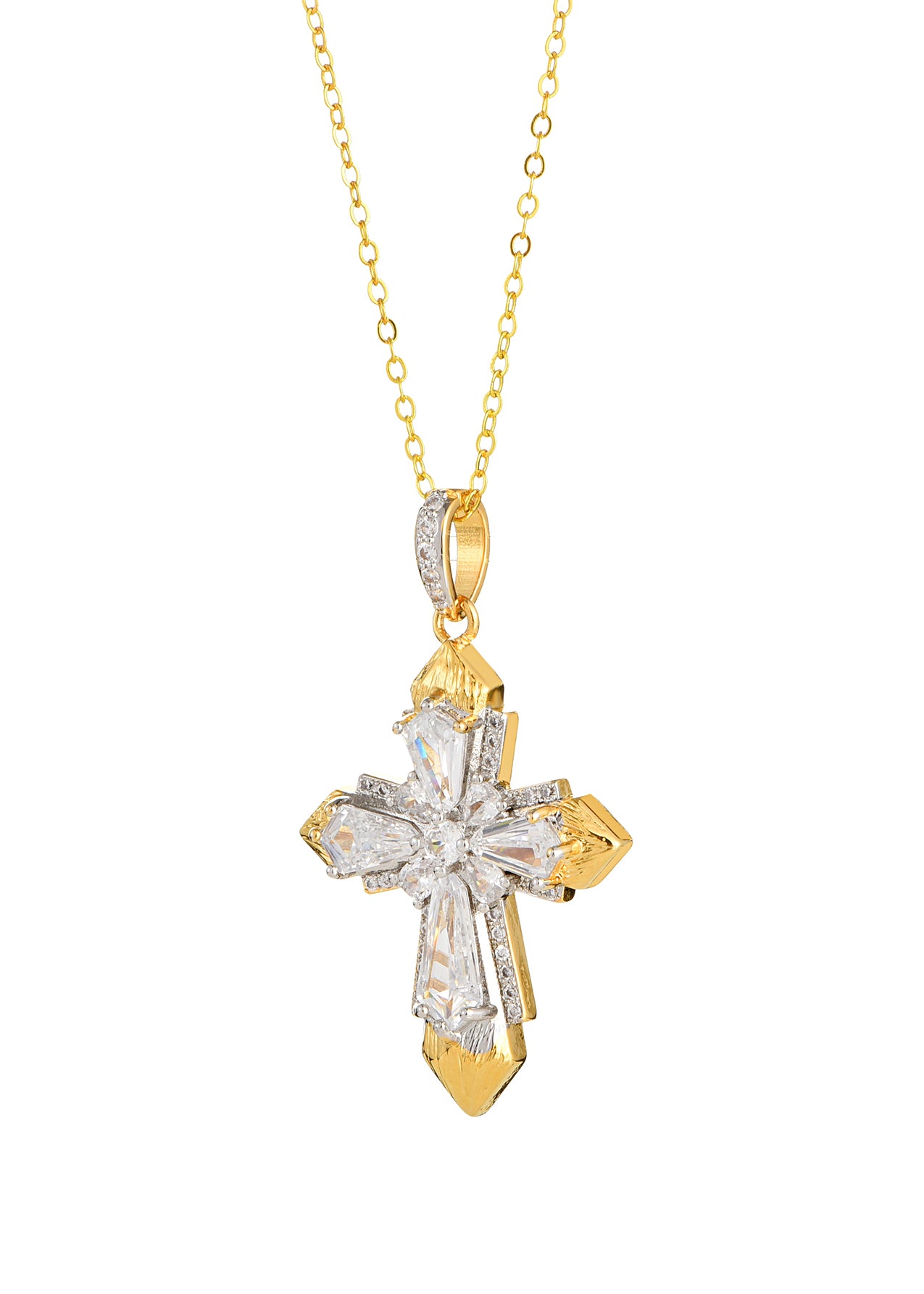 Mavis Crystal Golden Cross Necklace