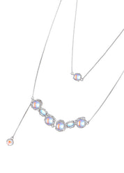 Vichy Moonstone Asymetric Silver Necklace