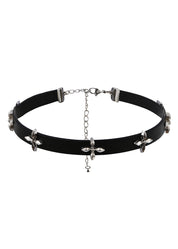 Vander Chrome Black Belt Choker Necklace