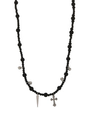 Franken Black Cross Long Layer Necklace II