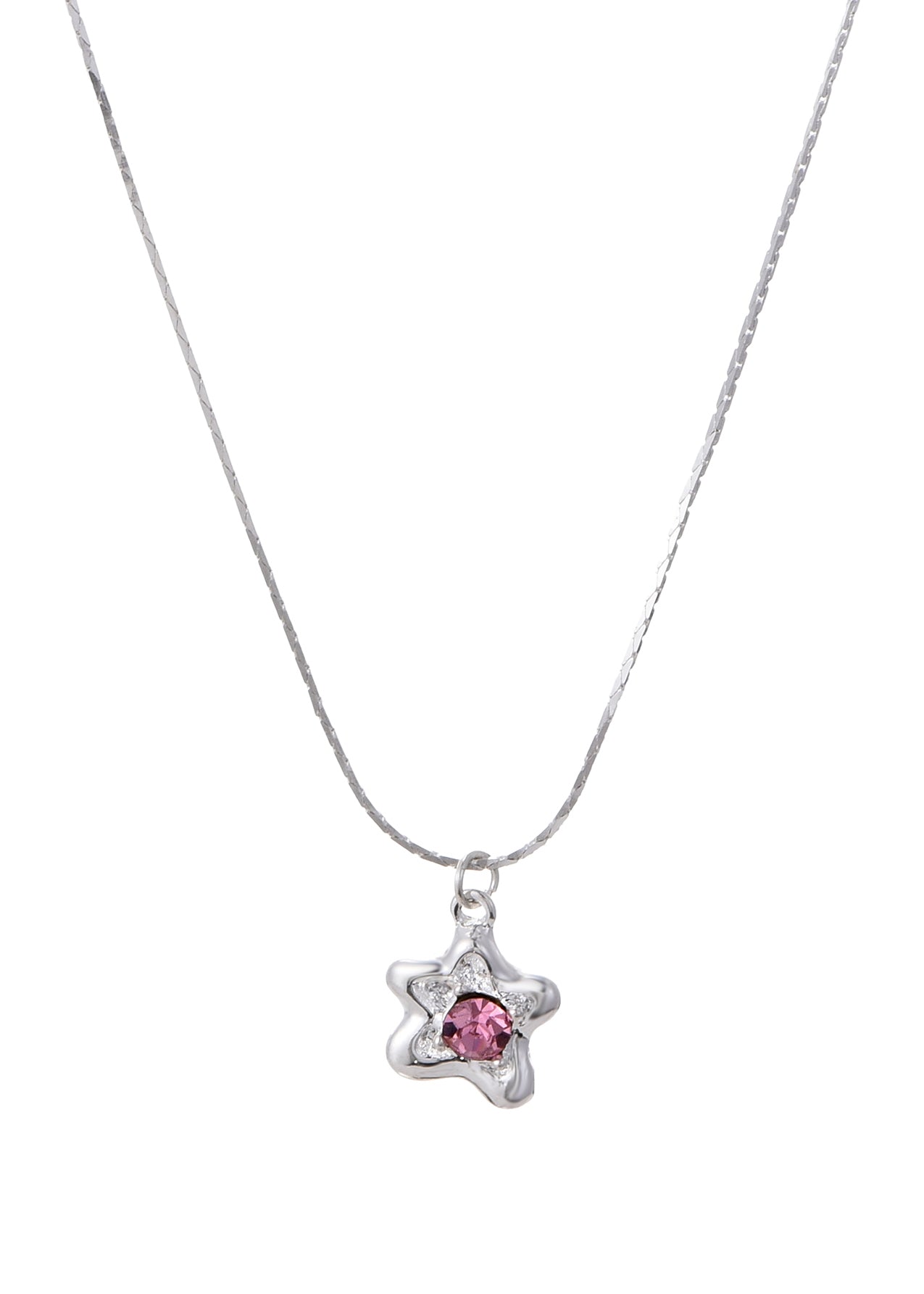 Phyllis Pink Star Silver Necklace