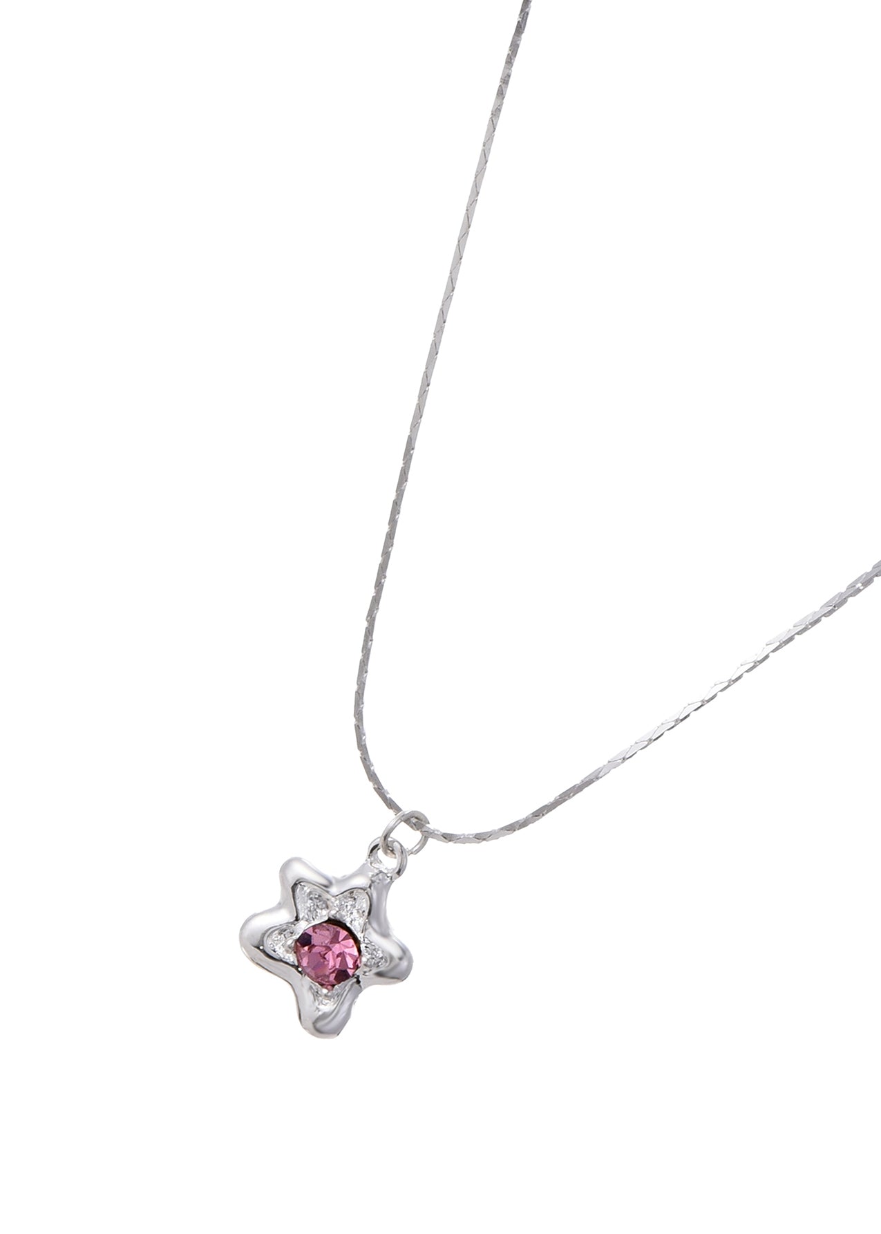 Phyllis Pink Star Silver Necklace