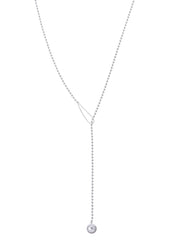 Simple One Pearl Long Chain Necklace