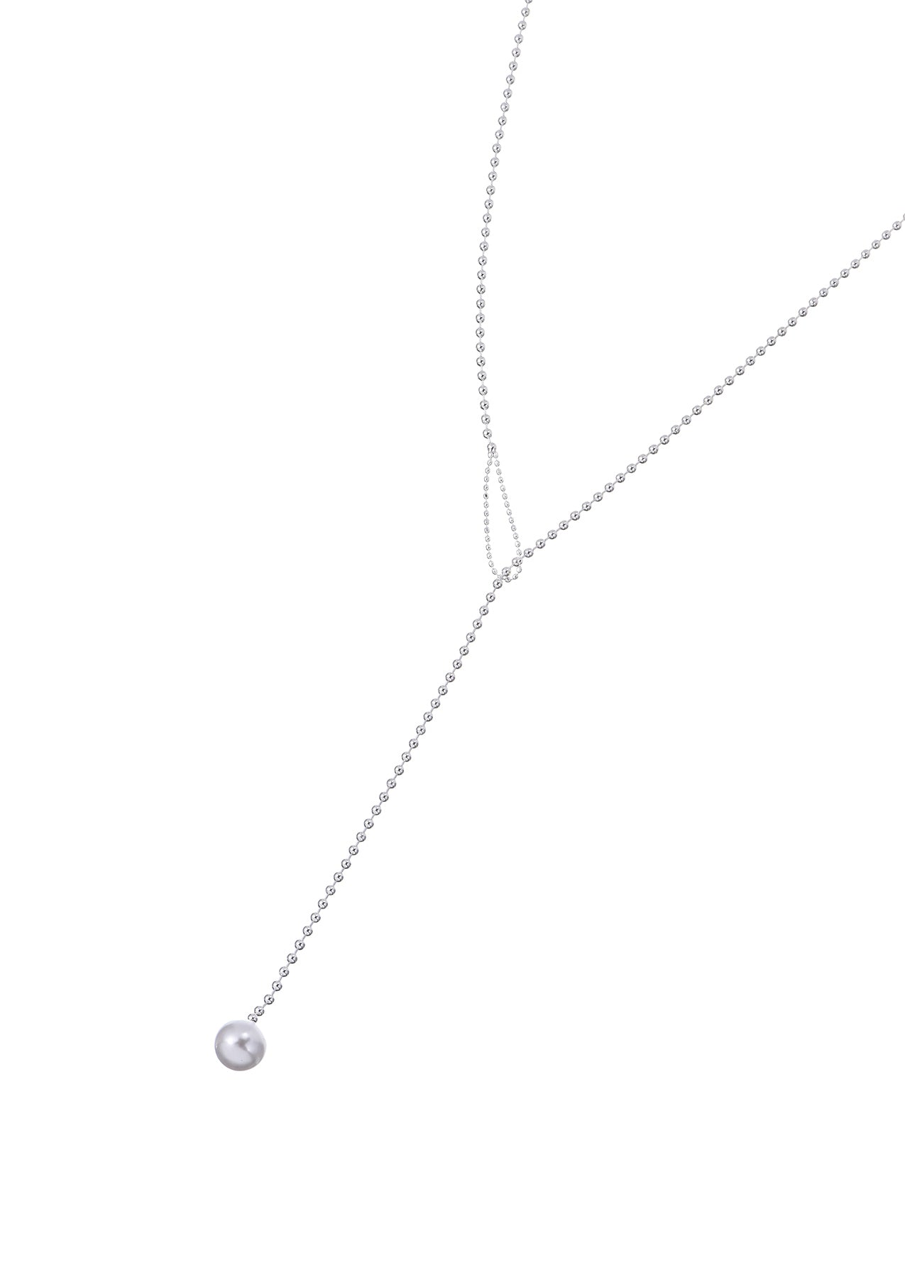 Simple One Pearl Long Chain Necklace