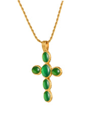 Joanne Jade Green Cross Golden Necklace