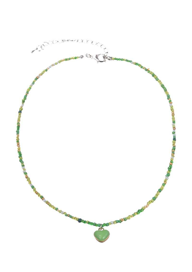 Macaroon Green Beaded Love Collarbone Chain