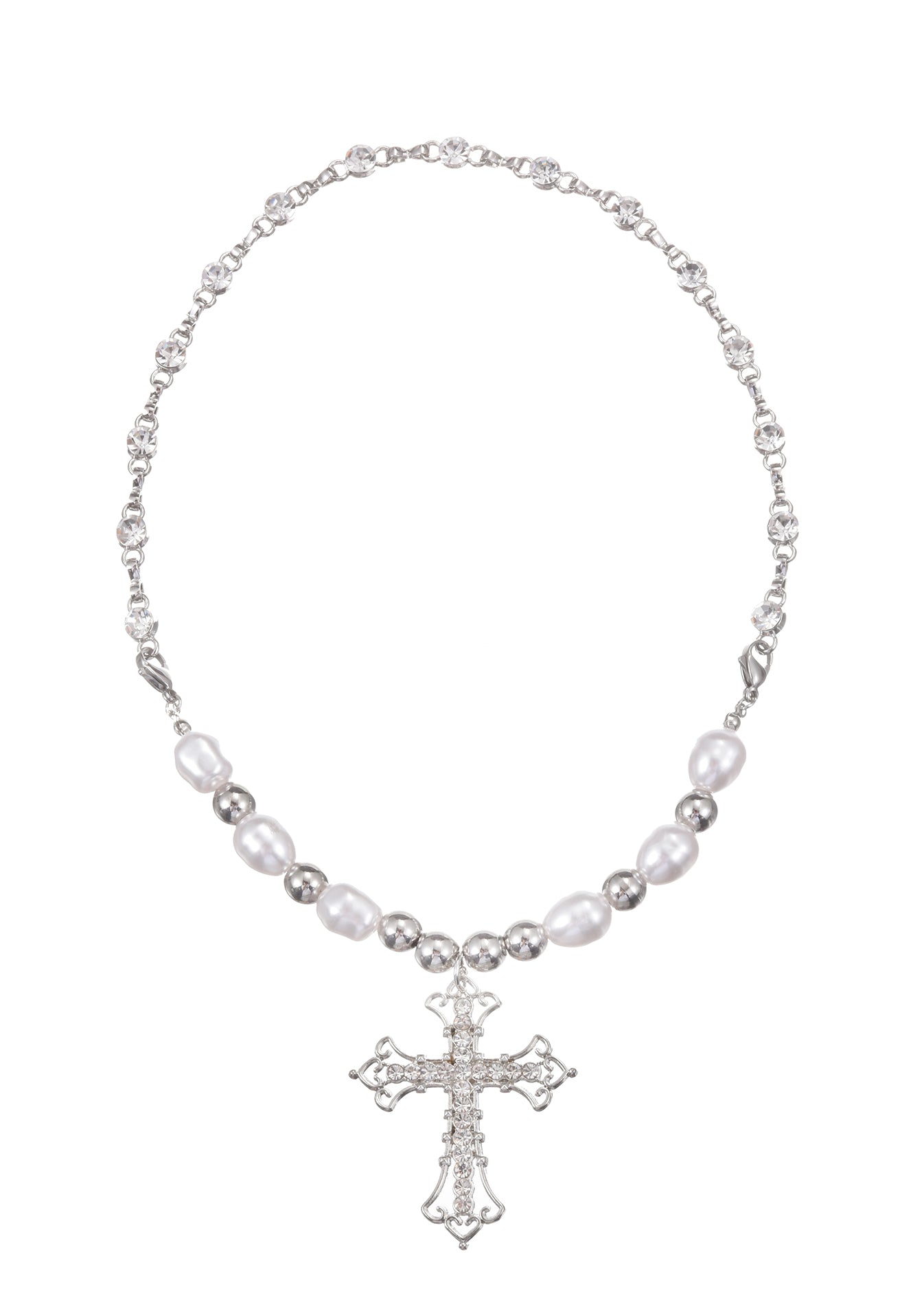 Vintage Pearl Cross Necklace