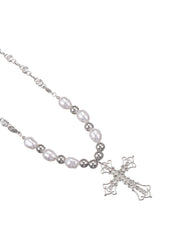 Vintage Pearl Cross Necklace