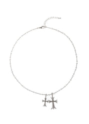 Val Duo Cross Silver Necklace