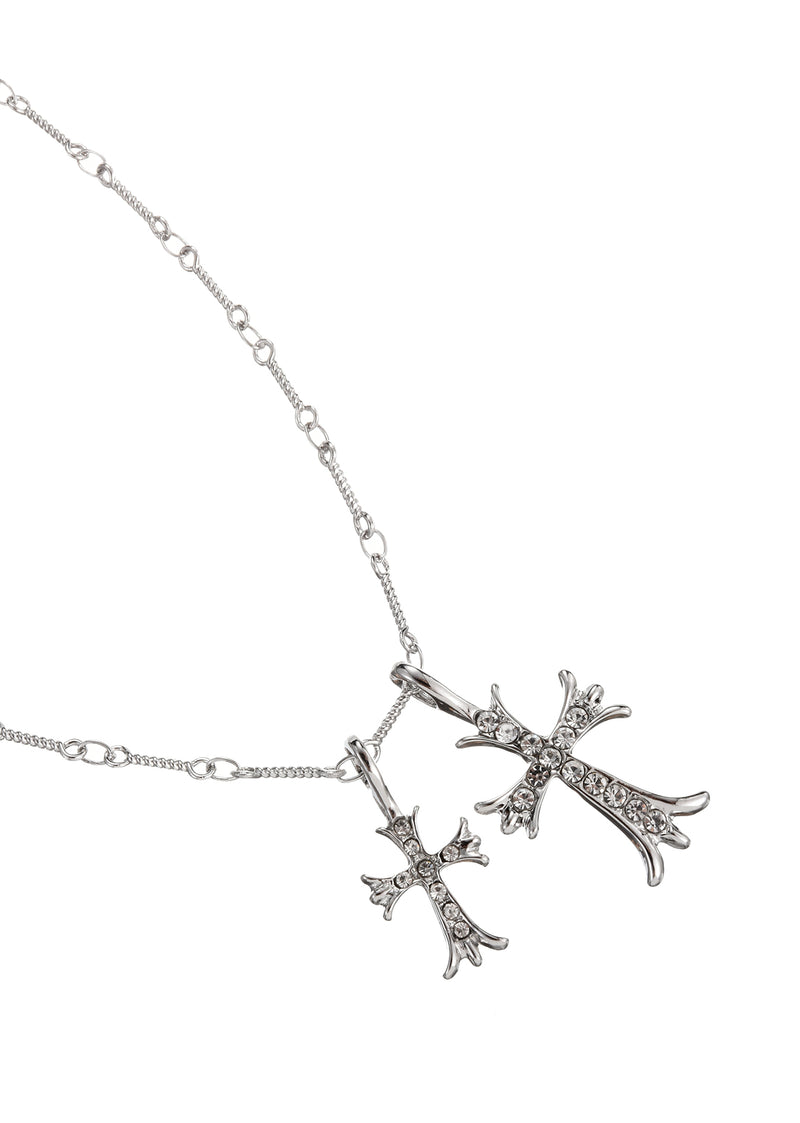 Val Duo Cross Silver Necklace