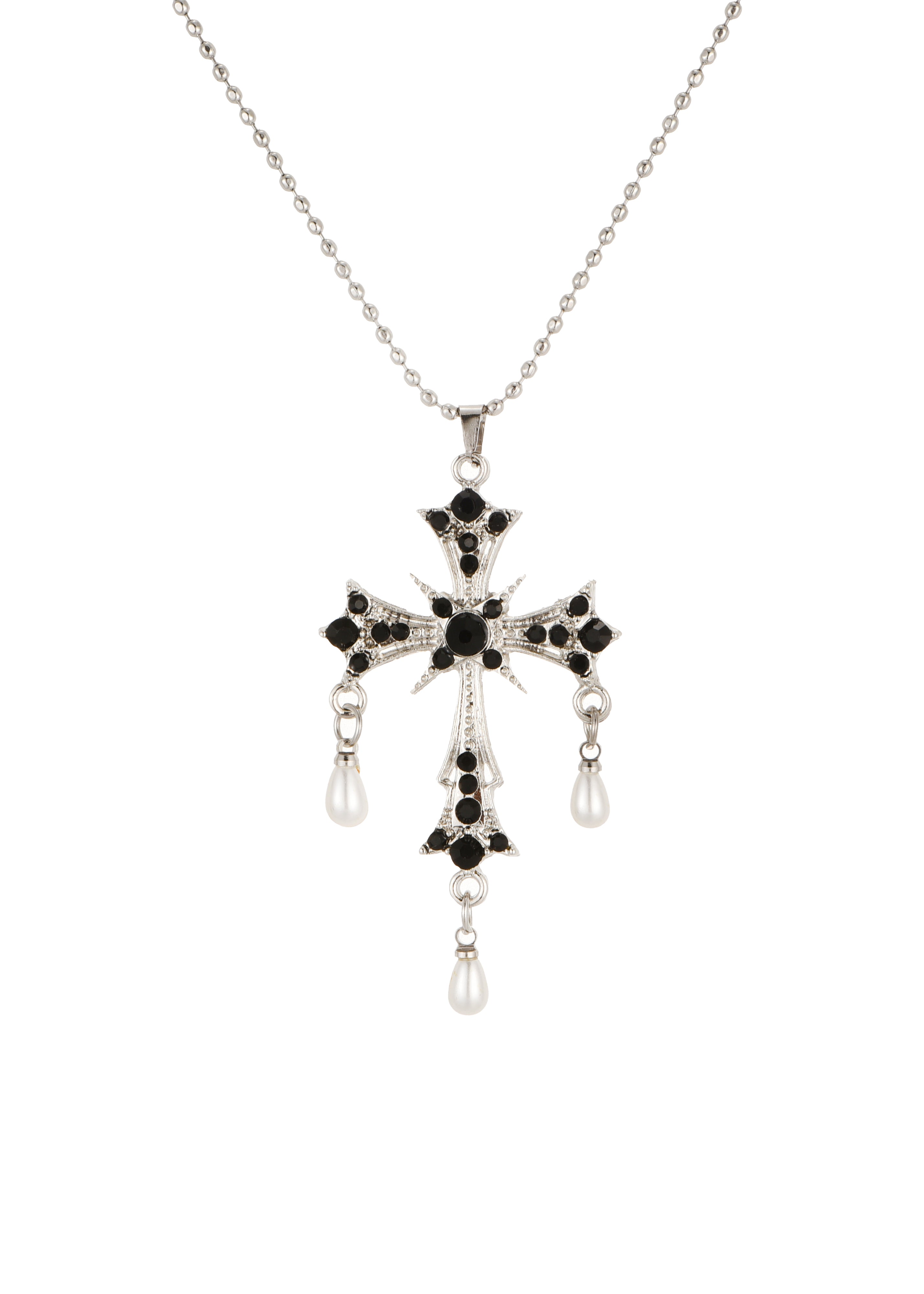 Kurt Cross Pearl Necklace - Silver