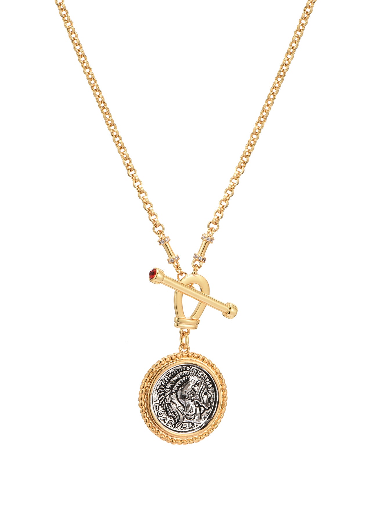 Raphael Silver Coin Golden Necklace