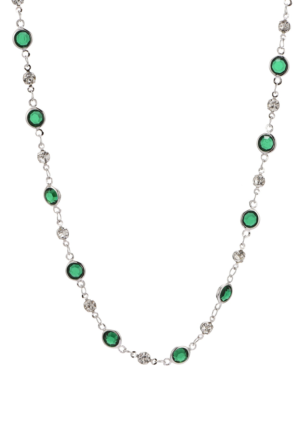 Sabina Green Silver Necklace